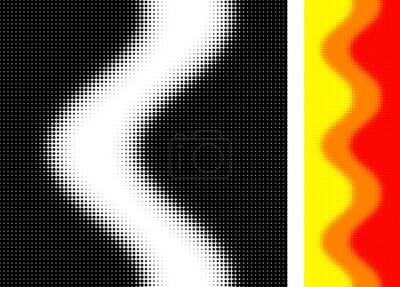 Halftone seamless wave pattern. Editable vector monochrome background template