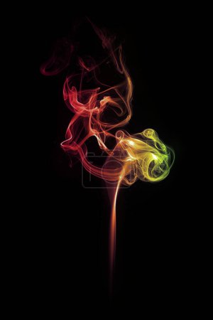 Photo for Swirl of red and yellow smoke isolated on black - Royalty Free Image
