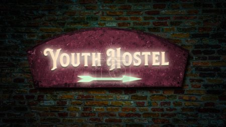 Photo for Street Sign the Direction Way to Youth Hostel - Royalty Free Image
