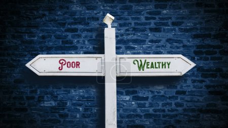 Photo for Street Sign the Direction Way to Wealthy versus Poor - Royalty Free Image