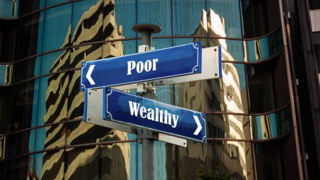 Photo for Street Sign the Direction Way to Wealthy versus Poor - Royalty Free Image