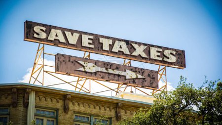 Photo for Street Sign the Direction Way to Save Taxes - Royalty Free Image