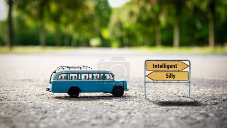 Photo for Street Sign the Direction Way to Intelligent versus Silly - Royalty Free Image