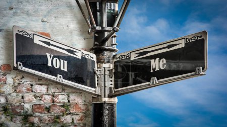 Photo for Street Sign the Direction Way to Me versus You - Royalty Free Image