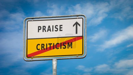 Straßenschild weist Weg zu Lob versus Kritik