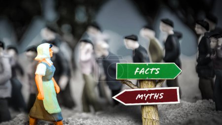 Photo for Street Sign the Direction Way to Facts versus Myths - Royalty Free Image