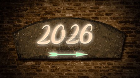 Téléchargez les photos : Image d'un panneau indiquant la direction de l'année 2026 - en image libre de droit