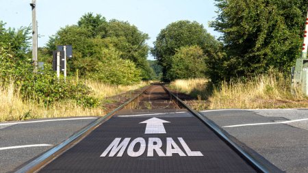 Photo for Street Sign the Direction Way to Moral - Royalty Free Image