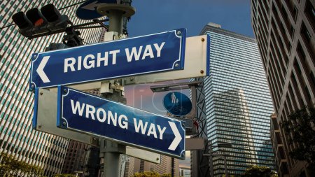 Photo for Street Sign RIGHT WAY versus WRONG WAY - Royalty Free Image