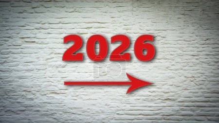 Téléchargez les photos : Image d'un panneau indiquant la direction de l'année 2026 - en image libre de droit
