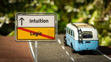 Straßenschild weist den Weg zur Intuition versus Logik