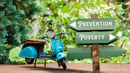 Photo for Street Sign the Direction Way to Prevention versus Poverty - Royalty Free Image