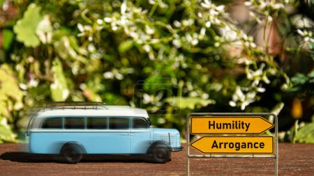 Photo for Street Sign the Direction Way to Humility versus Arrogance - Royalty Free Image