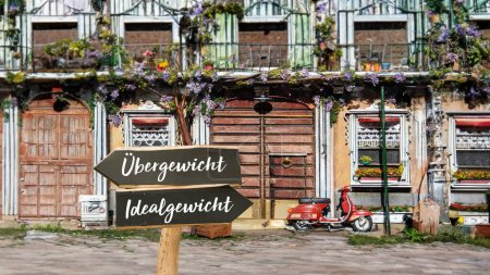 Photo for An image with a signpost pointing in two different directions in German. One direction points to me, the other points to you. - Royalty Free Image
