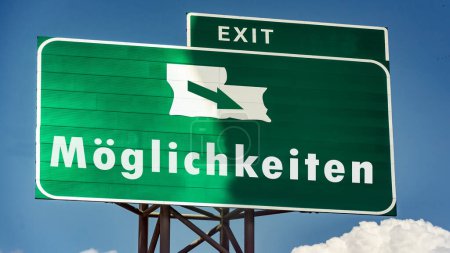 Téléchargez les photos : Image d'un panneau indicateur en allemand pointant vers des opportunités. - en image libre de droit