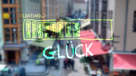imagen muestra una señal y una señal que apunta hacia la suerte en alemán.