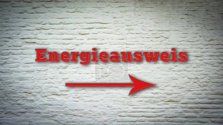 La imagen muestra una señal y un cartel en alemán que apunta en la dirección del certificado energético.