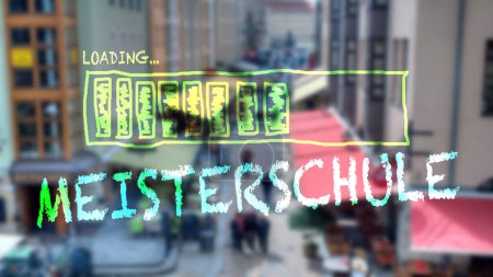Téléchargez les photos : Une photo avec des panneaux dans la direction de l'école de maître en allemand - en image libre de droit