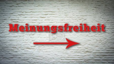 una imagen con un signo que apunta hacia la libertad de expresión en alemán