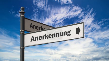 Photo for Image showing a signpost and sign pointing in the direction of the recognition earned in German. - Royalty Free Image