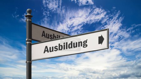 Image shows a signpost and a sign in the direction of an education in German.
