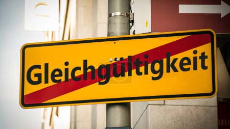 An image with a signpost pointing in two different directions in German. One direction points to commitment, the other points to indifference.