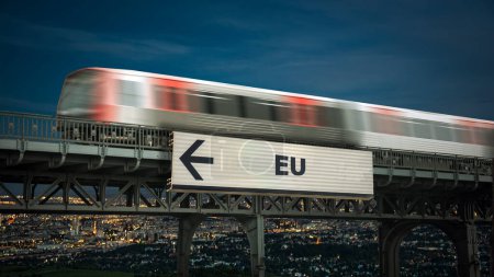 la imagen muestra una señal y un letrero apuntando en dirección a la UE en alemán.