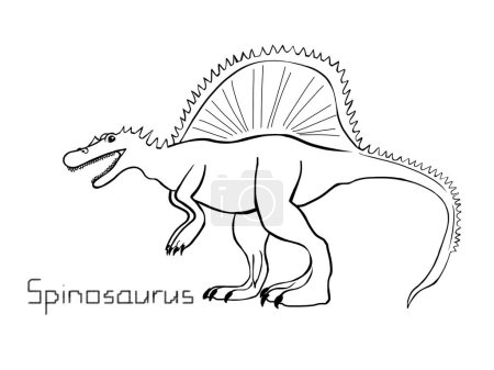 Foto de Esquema de dibujo de un espinosaurio. Período Cretácico. Colorear. - Imagen libre de derechos