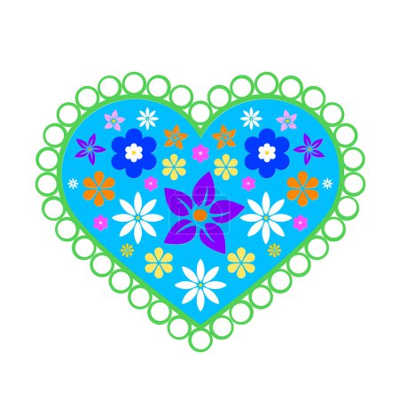 Spring illustration. Heart with flowers on a white background.