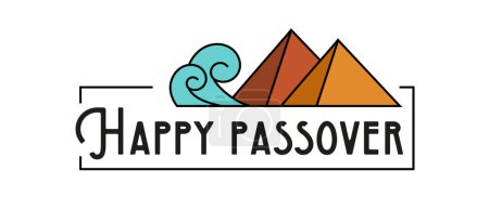 Illustration for Passover , Pesach, Jewish holiday. Haggadah vector illustration. The Escape from Egypt concept. Happy Passover text in Hebrew - Royalty Free Image