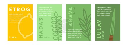 Illustration for Sukkot set of herbs and spices of the etrog, lulav, Arava, Hadas. Jewish holiday.greeting card set. Vector illustration - Royalty Free Image