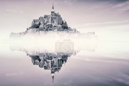 Photo for Mont Saint Michel village, a UNESCO world heritage site in Normandy, France - Royalty Free Image