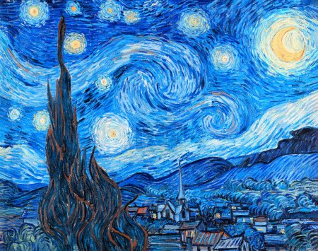 Foto de Vincent Van Gogh, La noche estrellada, 1889 - Óleo sobre lienzo - Museum of Modern Art, New York City, Estados Unidos - Imagen libre de derechos