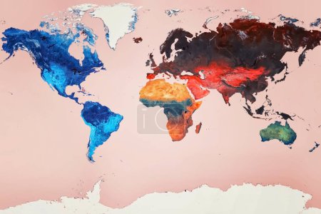 Foto de Mapa geográfico colorido altamente detallado del mundo - Imagen libre de derechos