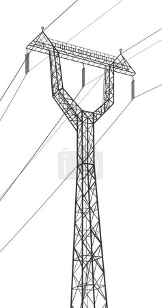 Illustration for High voltage transmission systems. Electric pole. Power lines. A network of interconnected electrical. Vector design illustration - Royalty Free Image