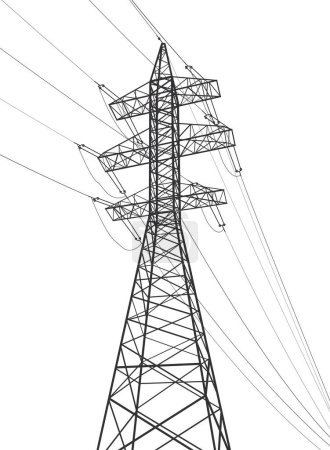 Ilustración de Sistemas de transmisión de alta tensión. Bastón eléctrico. Líneas eléctricas. Una red de electricidad interconectada. Ilustración del diseño vectorial - Imagen libre de derechos