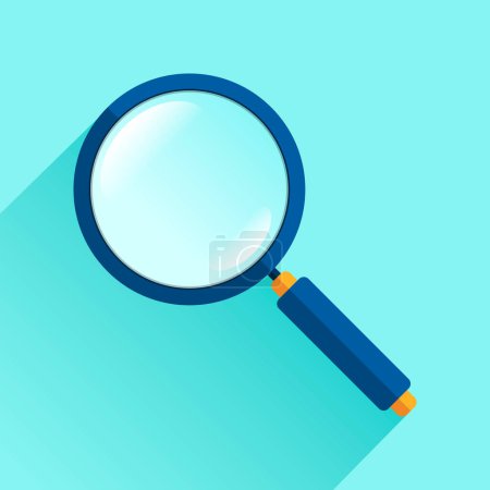Photo for Search loupe icon in flat style, magnifying glass on color background. Zoom tool. Magnifier. Vector design object for you project - Royalty Free Image