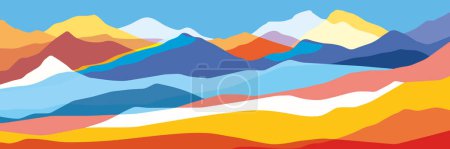 Photo for Multicolored mountains, orange and blue waves, abstract shapes, modern background, vector design Illustration for you project - Royalty Free Image