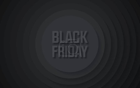 Photo for Black Friday Sale. Concentric circles with shadows. Abstract dark background. Black circulars. Cut out paper. Vector design - Royalty Free Image