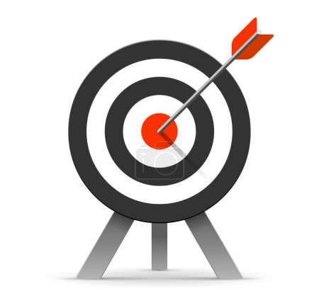 Photo for Target icon in flat style on white background. Bullseye business conpept. Arrow in the center aim. Vector design element for you projects - Royalty Free Image