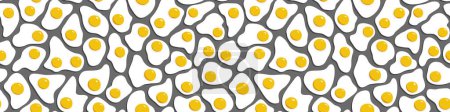 Photo for Many fried eggs on blue background, food in the flat style, abstract vector design seamless pattern - Royalty Free Image