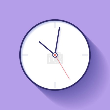 Photo for Clock icon in flat style, timer on purple background. Fine lines. Business watch. Vector design element for you project - Royalty Free Image