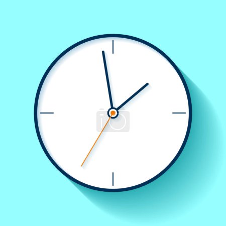 Photo for Clock icon in flat style, timer on blue background. Fine lines. Business watch. Vector design element for you project - Royalty Free Image