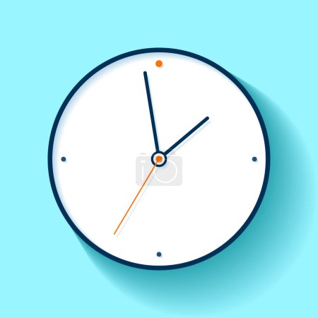 Photo for Clock icon in flat style, timer on blue background. Fine lines. Business watch. Vector design element for you project - Royalty Free Image