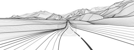 Photo for Road in the mountains. Outline black illustration on white background. More lines landscape. Vector design art - Royalty Free Image