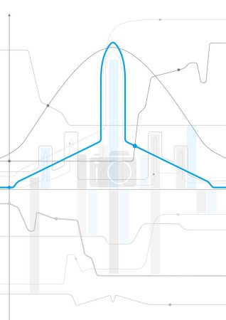 Ilustración de Transporte vía Avia. Ilustración del esquema del avión para su proyecto. Imagen de líneas grises y azules sobre fondo blanco. Arte de diseño vectorial - Imagen libre de derechos