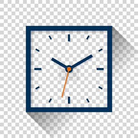 Photo for Square clock icon in flat style, timer on transparent background. Business watch. Vector design element for you project - Royalty Free Image