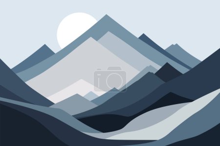 Photo for Cold mountains flat illustration. Abstract simple landscape. Blue and gray hills. Abstract shapes. Vector design art - Royalty Free Image