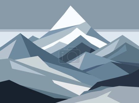 Photo for Cold mountains flat illustration. Abstract simple landscape. Blue and gray hills. Gray shapes. Vector design art - Royalty Free Image