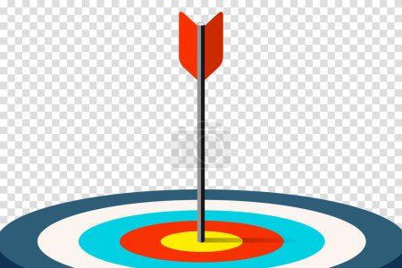 Photo for Target icon in 3d flat style on transparent background. Arrow in the center aim. Vector design element for you business projects - Royalty Free Image